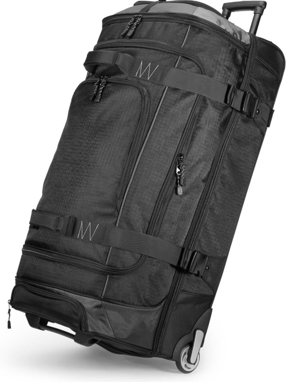 Large Rolling Duffel Bag with Wheels, Durable Ripstop Polyester, 2 Layers